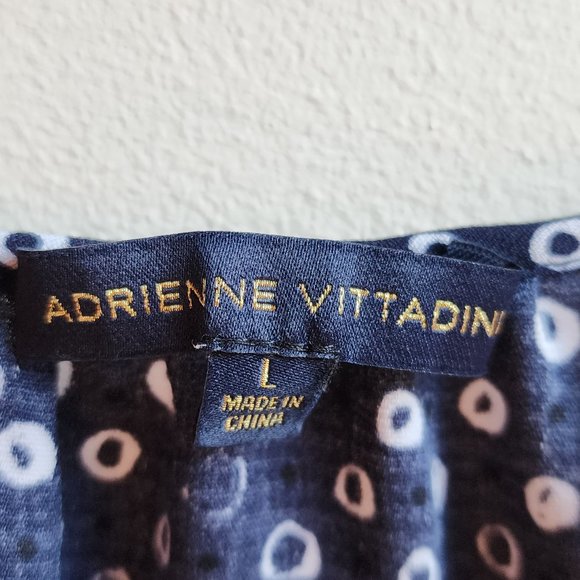 Adrienne Vittadini Blue/White Micro Print Blouse Size Large - Picture 10 of 16